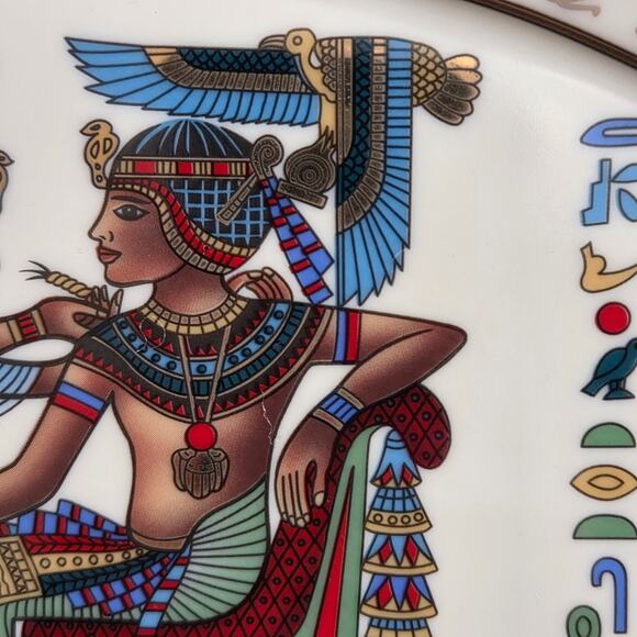 Limoges Fathi Mahmoud Porcelain Egyptian Hieroglyphics Oval Decorative Plate - Picture 4 of 16